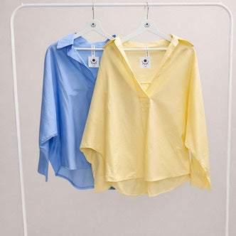 Camisa Oversize Cuello Abierto Amarillo