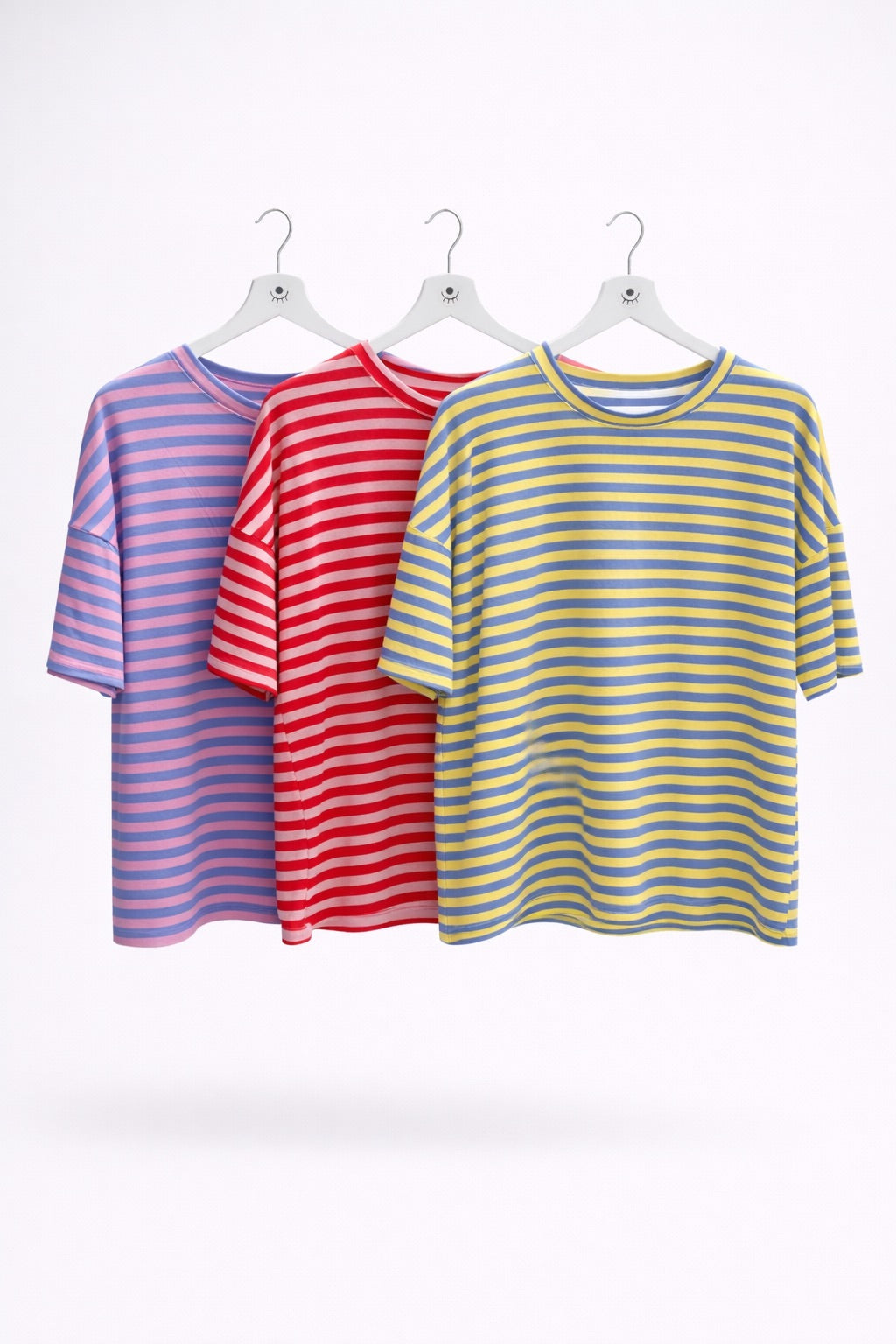 Camiseta de Rayas Oversize Azul y Amarillo