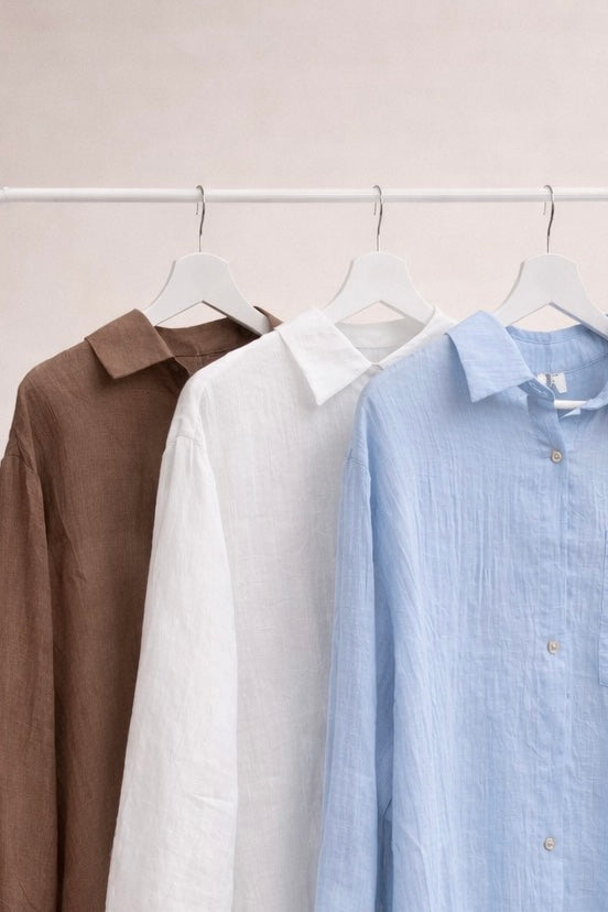 Camisa Ligera Algodón Oversize Azul