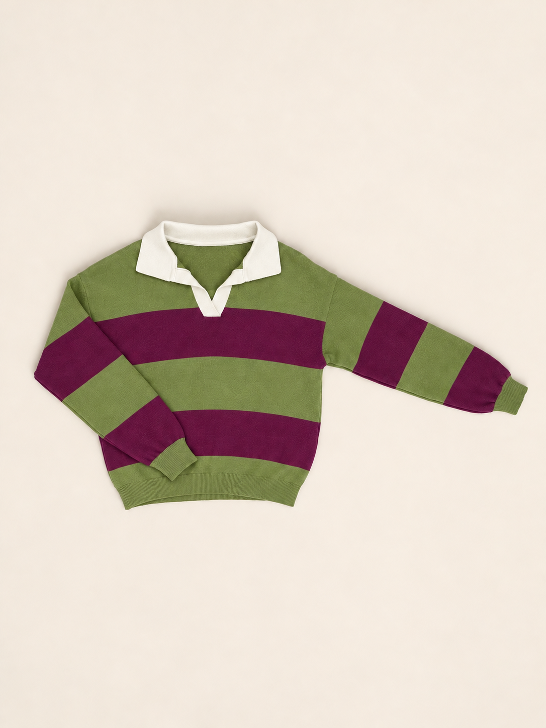 Jersey polo verede y berenjena de punto