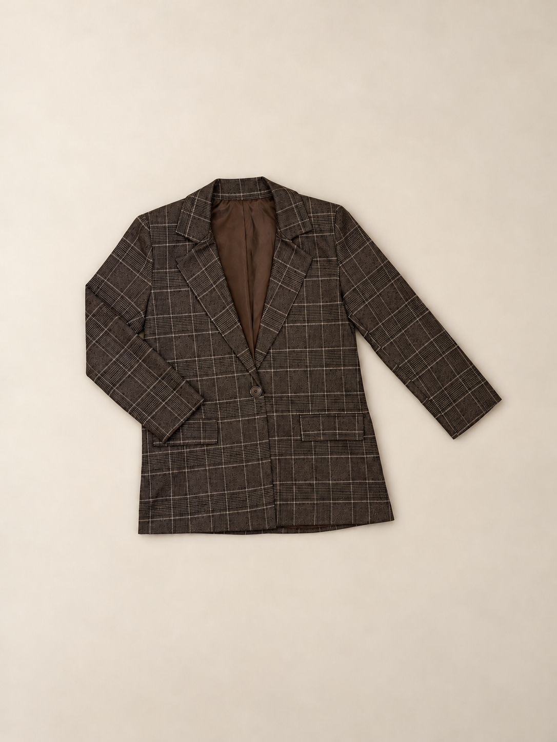 Americana oversize de cuadros marrón