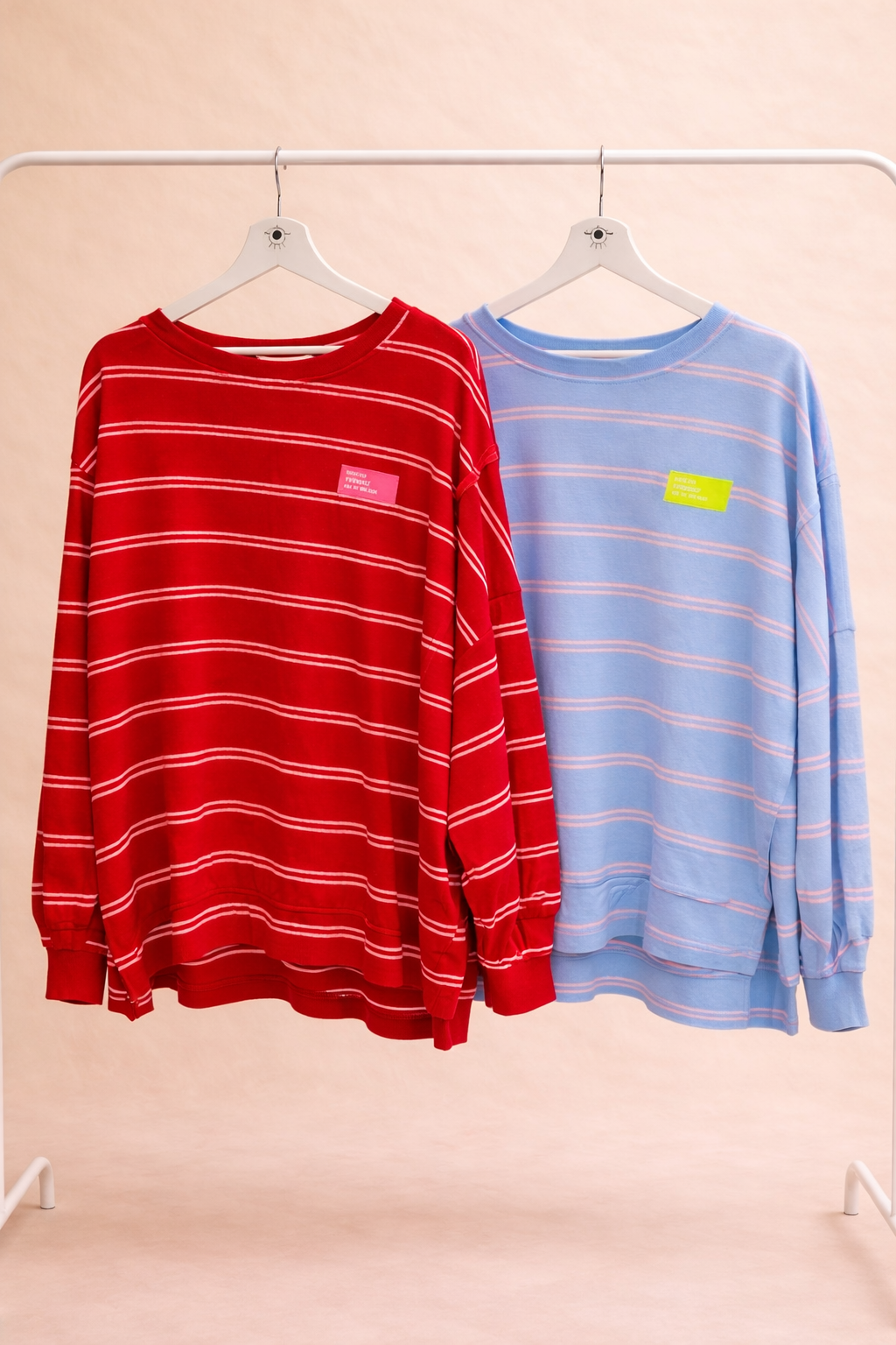 Sudadera Fina Oversize de Rayas Azul