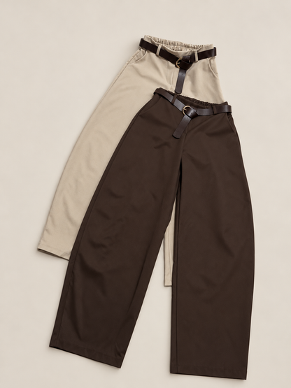 Pantalón barrel de algodón | Tiro alto y corte amplio