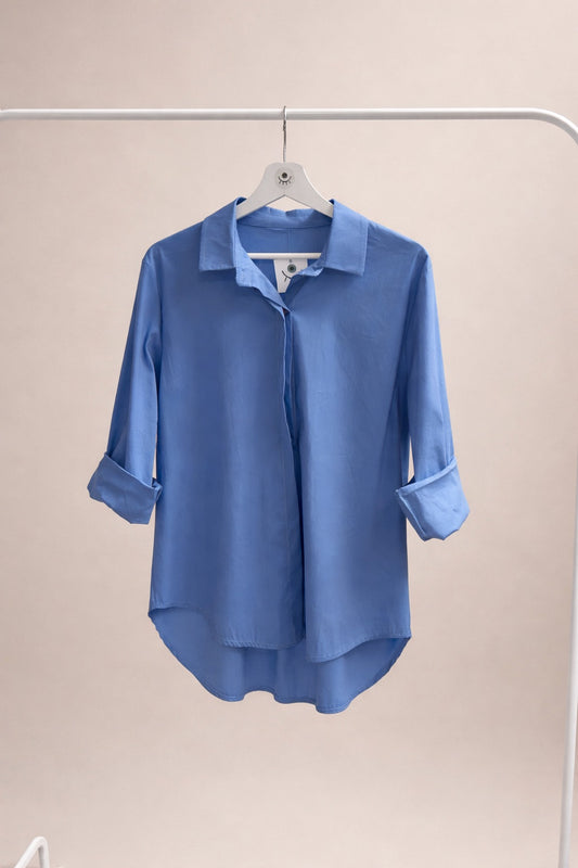 Camisa de Algodón Oversize Azul