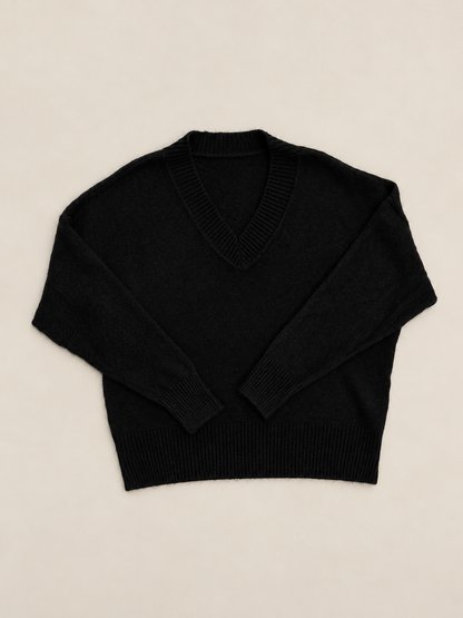 Suéter de Punto con Cuello de Pico para Mujer | Jersey Suave de Manga Larga