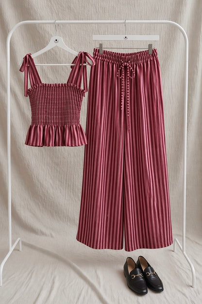 Pantalón a Rayas Fluido Rosa