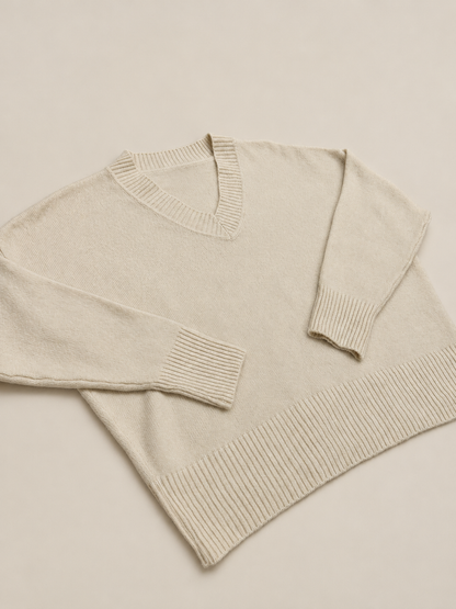 Suéter de Punto con Cuello de Pico para Mujer | Jersey Suave de Manga Larga