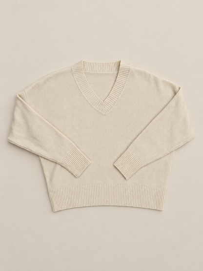 Suéter de Punto con Cuello de Pico para Mujer | Jersey Suave de Manga Larga