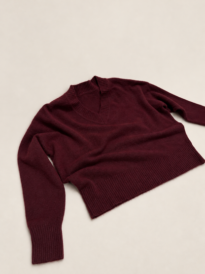 Suéter de Punto con Cuello de Pico para Mujer | Jersey Suave de Manga Larga