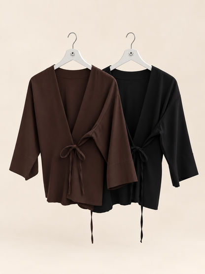 Blusa estilo Kimono cruzada con lazada