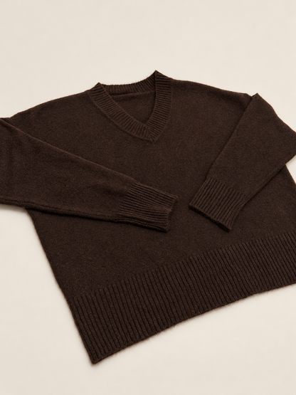Suéter de Punto con Cuello de Pico para Mujer | Jersey Suave de Manga Larga