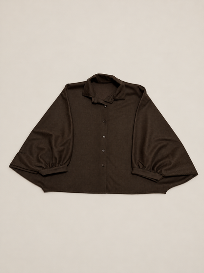 Sobrecamisa Capa Marrón Chocolate para Mujer | Manga Abullonada