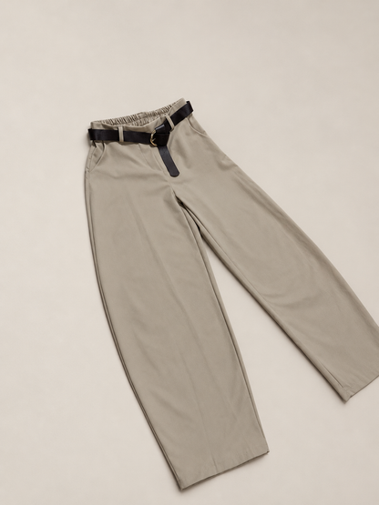 Pantalón barrel de algodón | Tiro alto y corte amplio