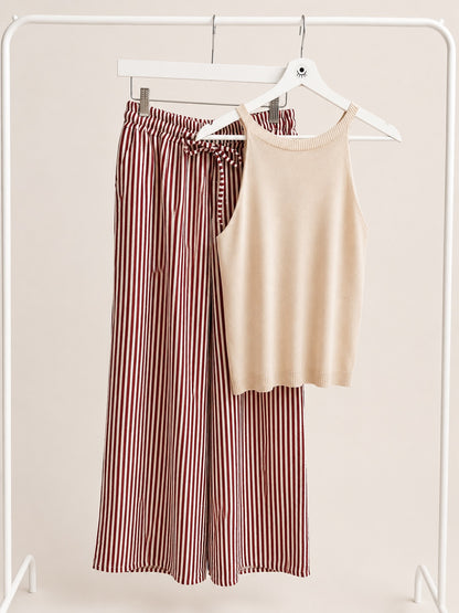 Pantalón a Rayas Fluido Rosa