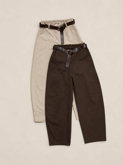 Pantalón barrel de algodón | Tiro alto y corte amplio