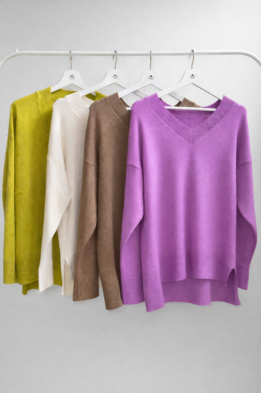 Suéter de punto con cuello en V