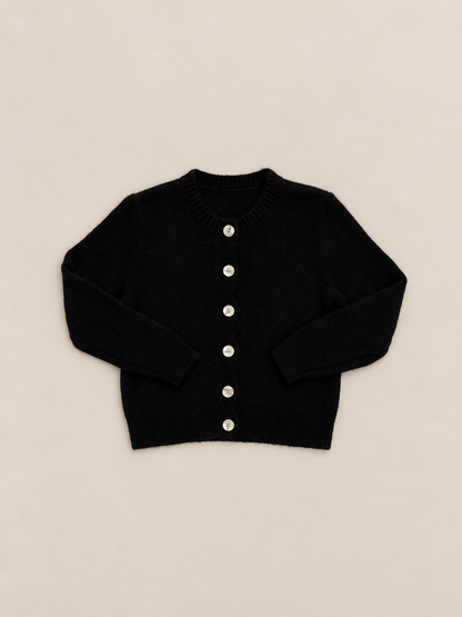 Cárdigan de Punto Negro para Mujer | Chaqueta con Botones