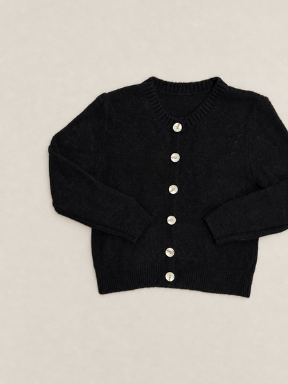 Cárdigan de Punto Negro para Mujer | Chaqueta con Botones