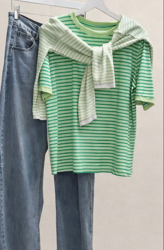 Camiseta de Rayas Verdes