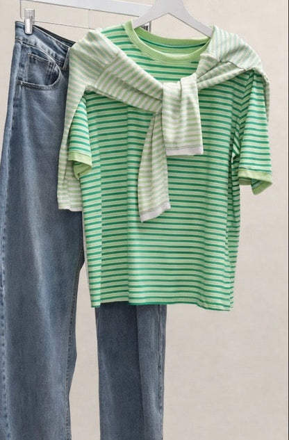 Camiseta de Rayas Verdes