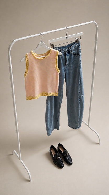 Top chaleco de punto rosa sin mangas