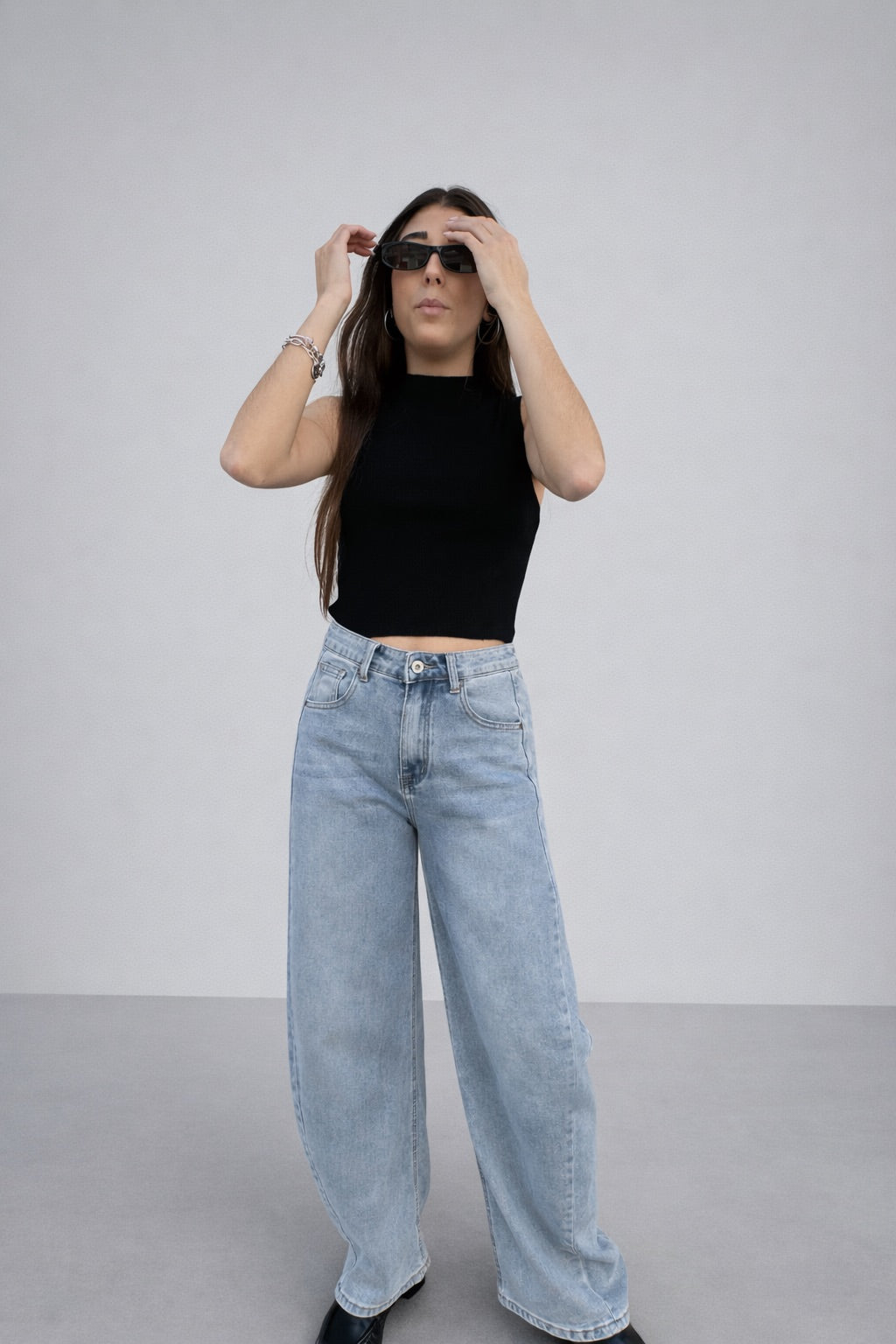 Jeans Barrel Fit de Tiro Alto
