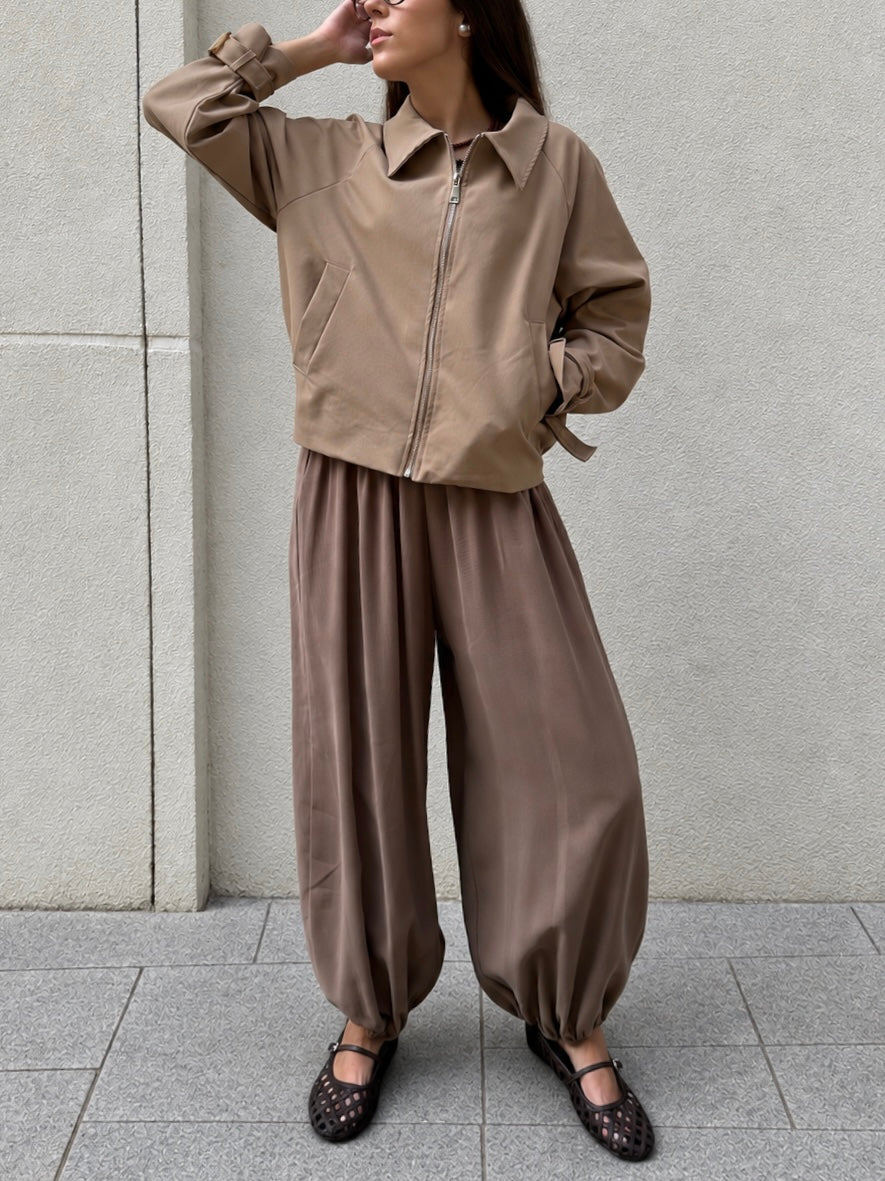 Pantalón bombacho fluido para mujer