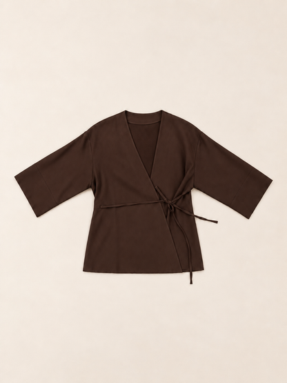 Blusa estilo Kimono cruzada con lazada