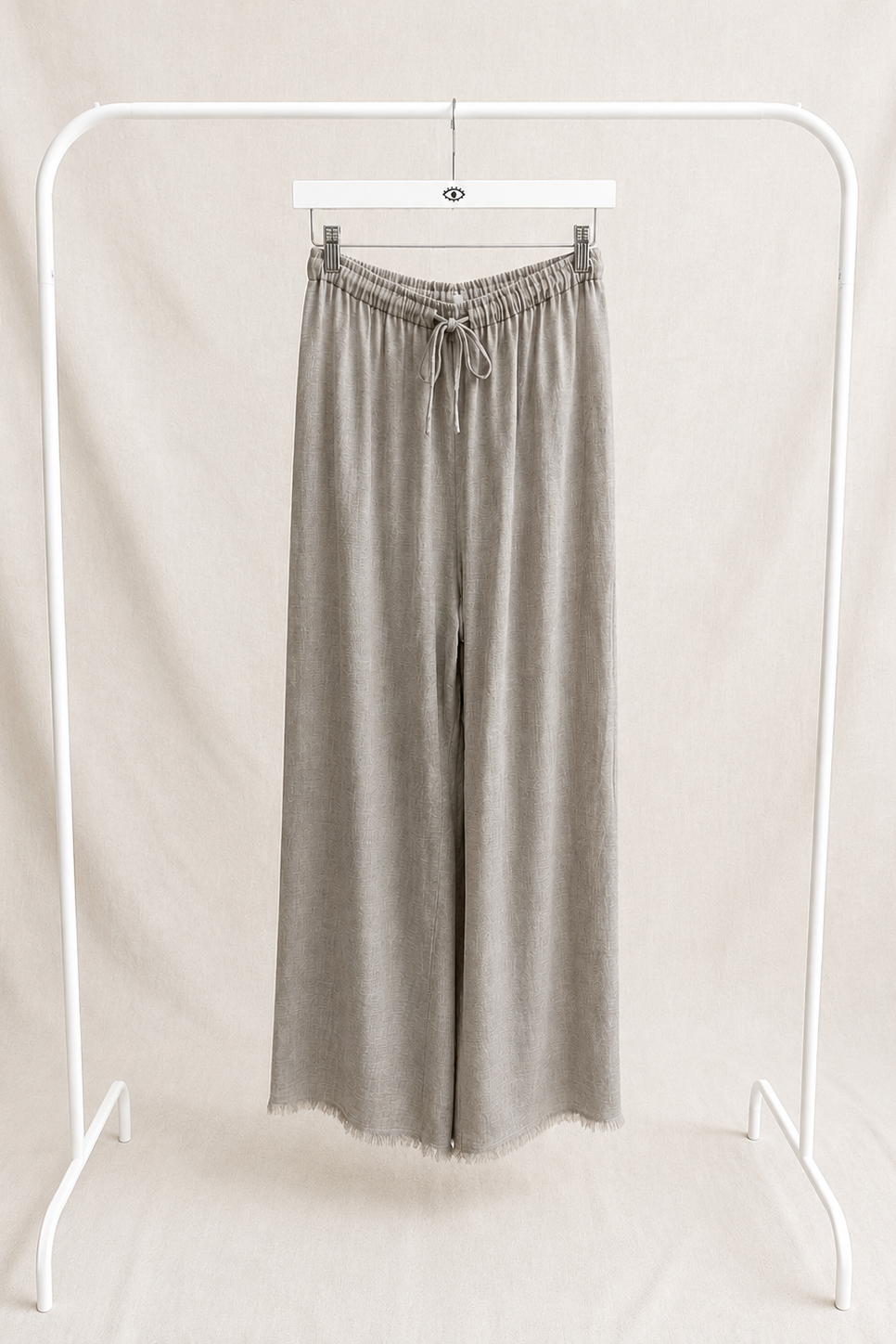 Pantalón de Lino Ancho y Fluido Gris