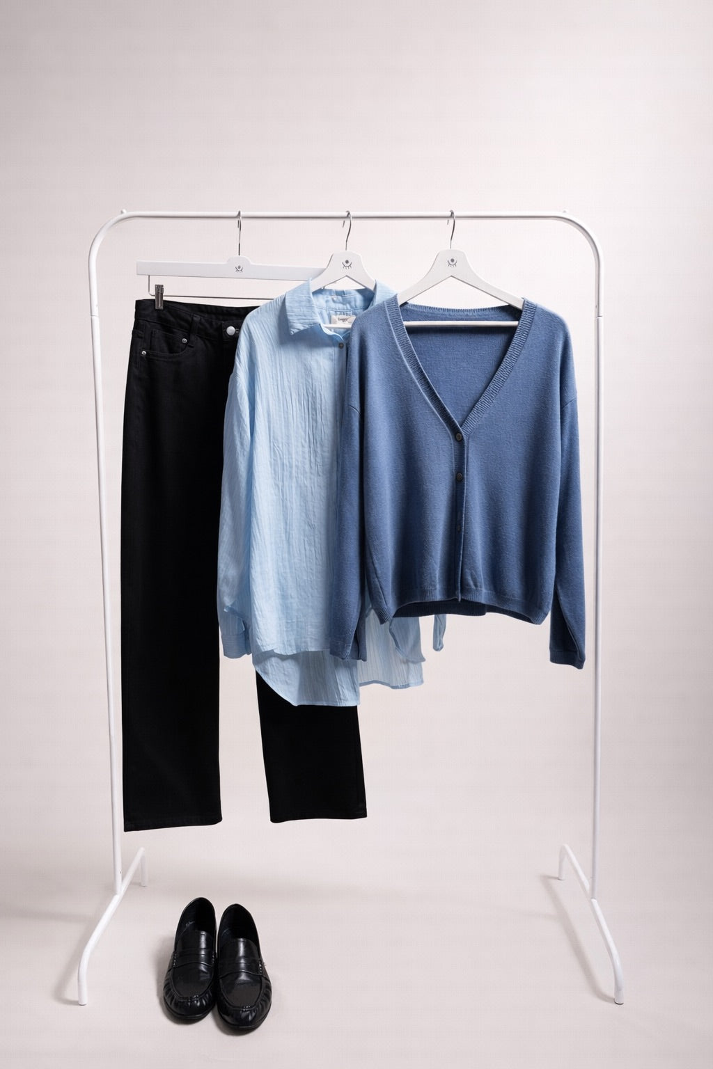 Pantalón Recto de Algodón Negro
