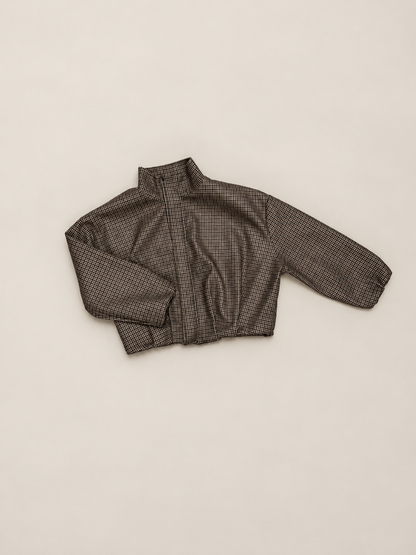 Chaqueta Corta con Estampado Pata de Gallo para Mujer (Copia)
