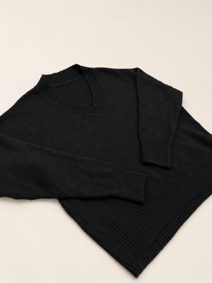 Suéter de Punto con Cuello de Pico para Mujer | Jersey Suave de Manga Larga
