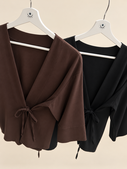 Blusa estilo Kimono cruzada con lazada
