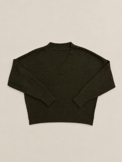 Suéter de Punto con Cuello de Pico para Mujer | Jersey Suave de Manga Larga
