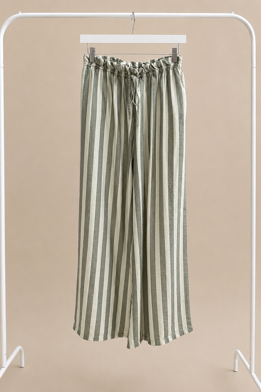Pantalón Palazzo Rayas Efecto Lino | Fresco y Elegante