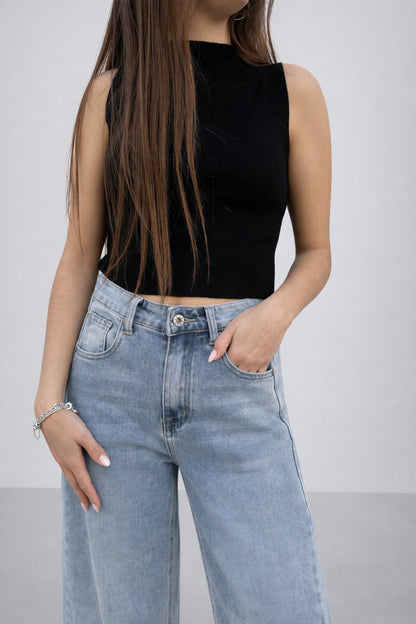 Jeans Barrel Fit de Tiro Alto
