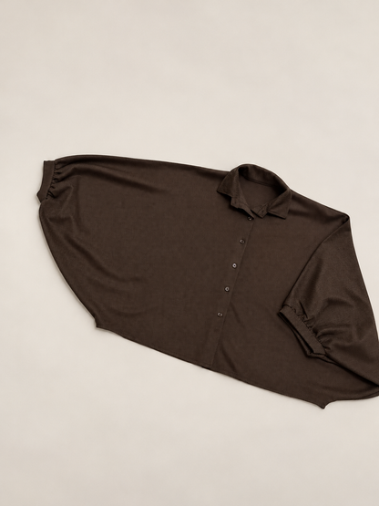 Sobrecamisa Capa Marrón Chocolate para Mujer | Manga Abullonada