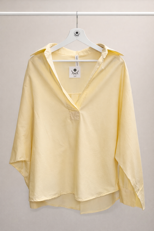 Camisa Oversize Cuello Abierto Amarillo