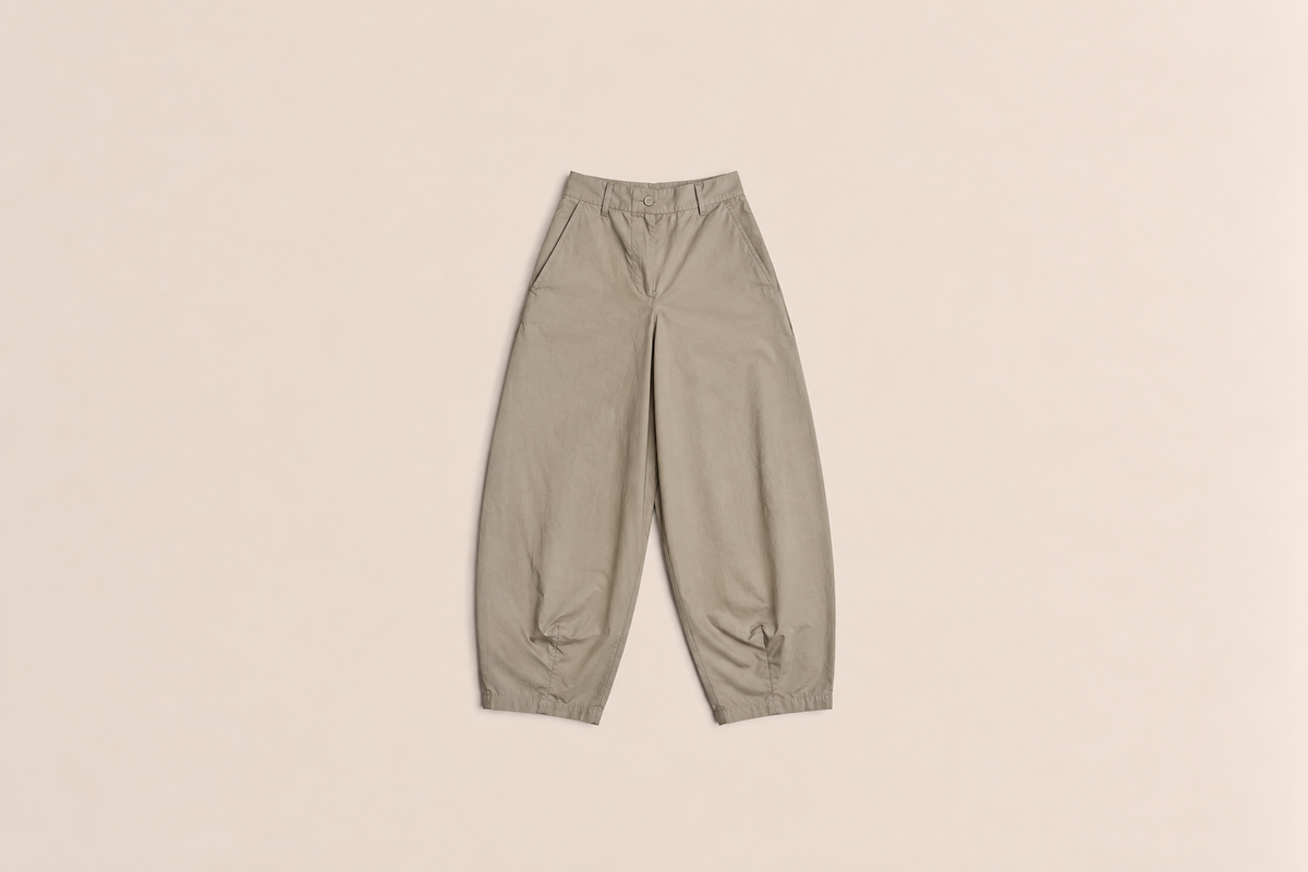 Pantalón barrel de algodón | Tiro alto y corte amplio