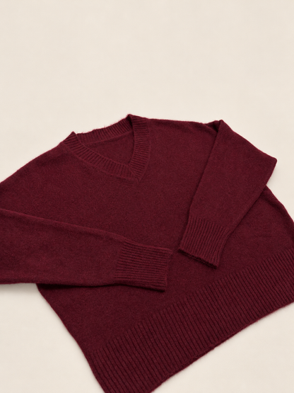 Suéter de Punto con Cuello de Pico para Mujer | Jersey Suave de Manga Larga