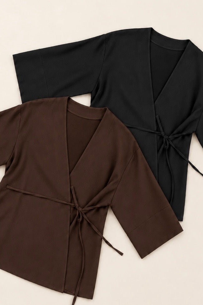 Blusa estilo Kimono cruzada con lazada