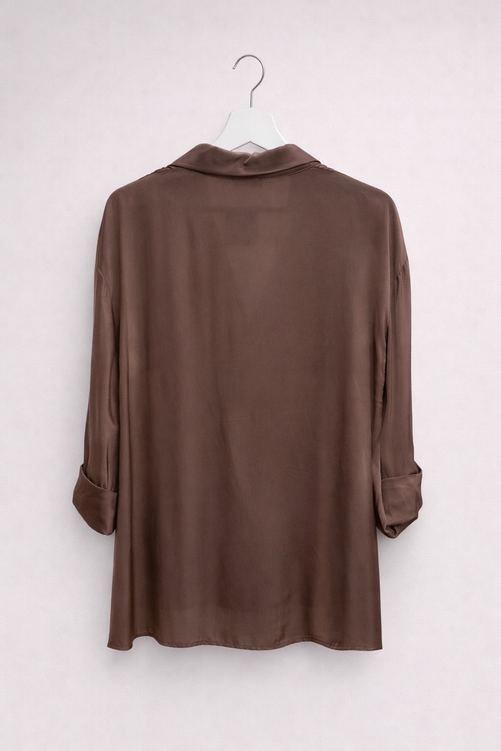 Camisa Oversize Satinada Marrón