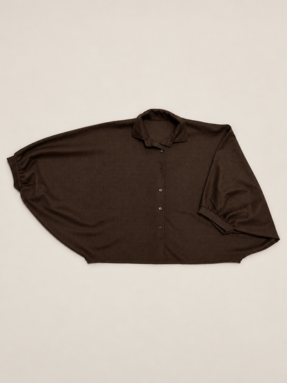 Sobrecamisa Capa Marrón Chocolate para Mujer | Manga Abullonada