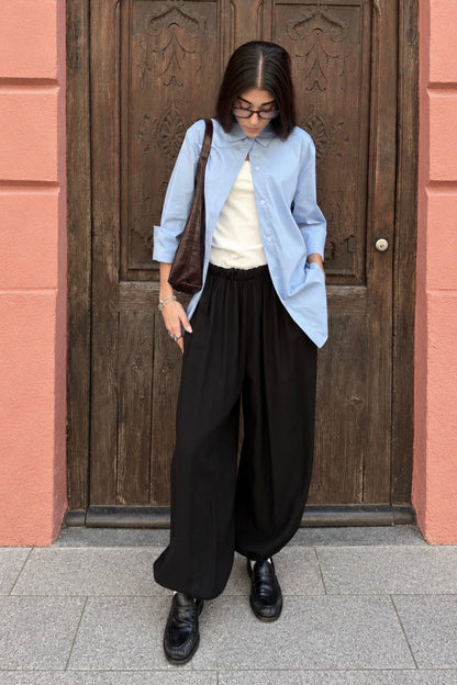 Pantalón bombacho fluido para mujer