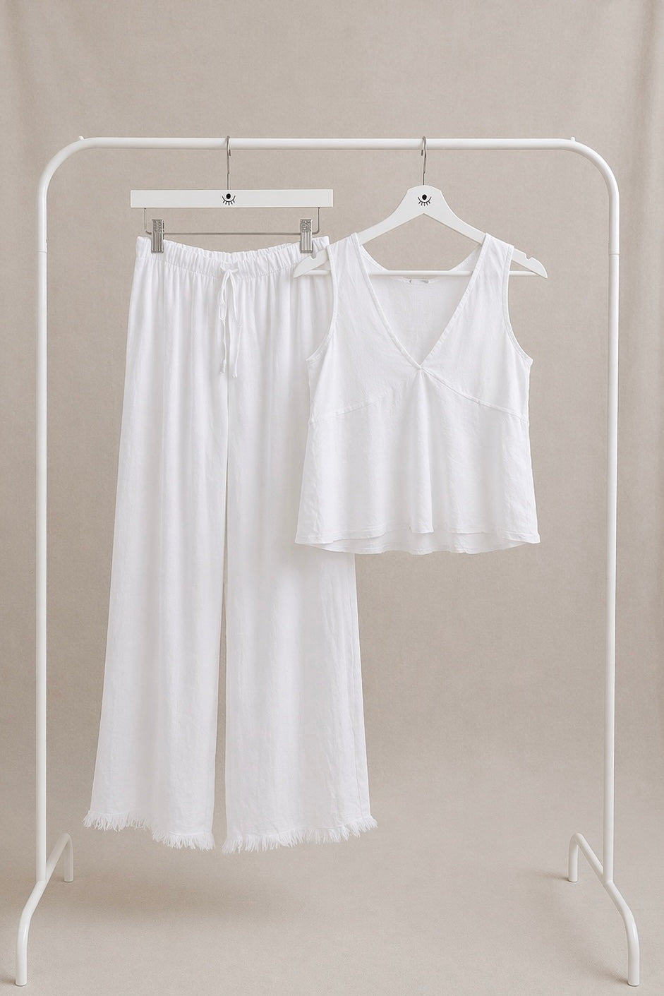 Pantalón de Lino Ancho y Fluido Blanco