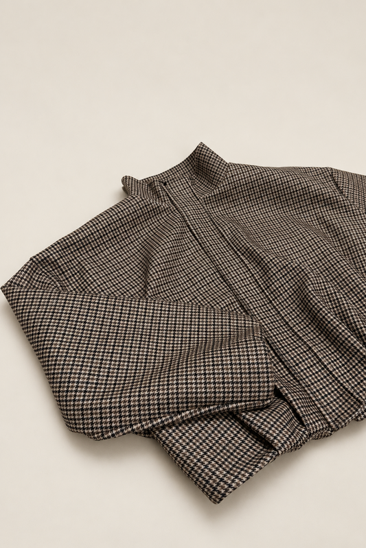 Chaqueta Corta con Estampado Pata de Gallo para Mujer (Copia)