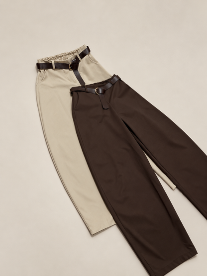 Pantalón barrel de algodón | Tiro alto y corte amplio