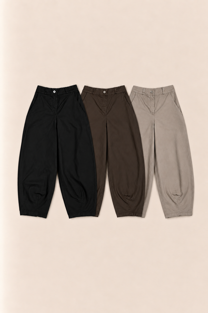 Pantalón barrel de algodón | Tiro alto y corte amplio