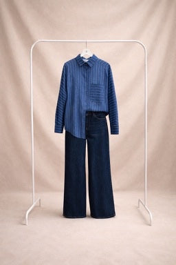 Jeans Oscuros Wide Leg de Tiro Alto