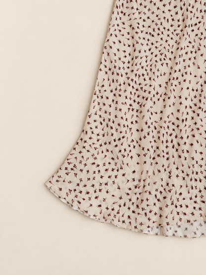 Falda midi fluida con estampado de flores pequeñas